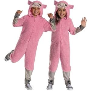 Minecraft Movie Pink Sheep Child Costume Jumpsuit Hooded One Piece Size 4-6x NEW